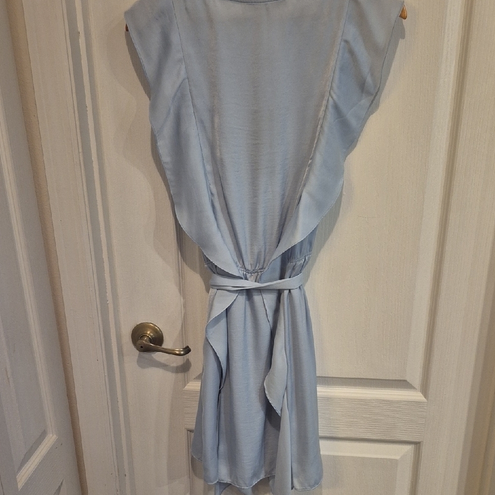 BCBGMaxAzria Light Crystal Blue Ruffle Mini Dress - Picture 8 of 12